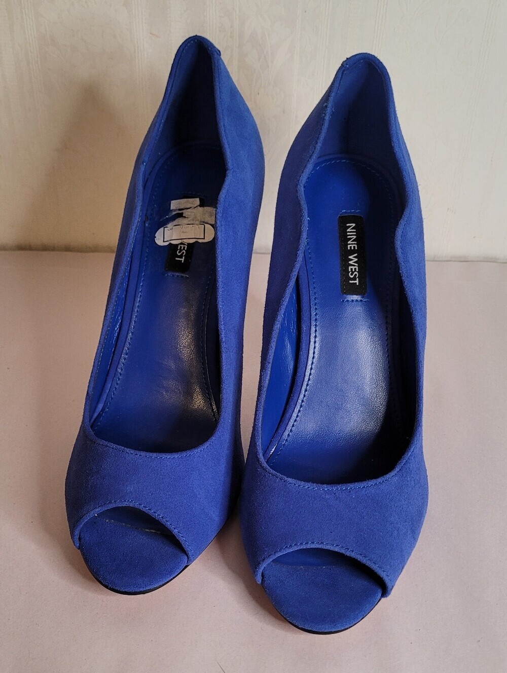 Nine West Blue Suede Open Toe Pumps Size 8.5 - Picture 2 of 11